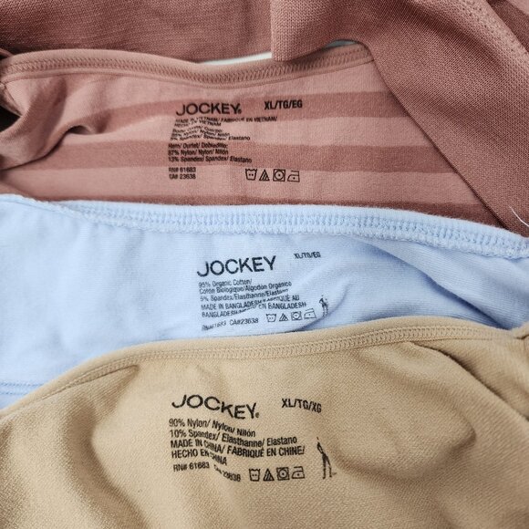 Lot 3 Jockey Womens XL Seamfree Bralettes Bra Striped Lined Wire Free 1 Cotton - Picture 2 of 12